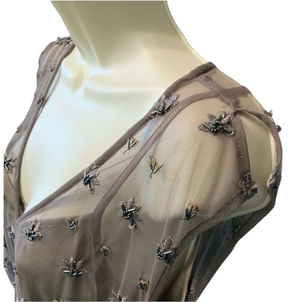 Embroidered Beaded Sheer Top With Attached Camisole Girly Feminine Size 12 - Picture 4 of 16